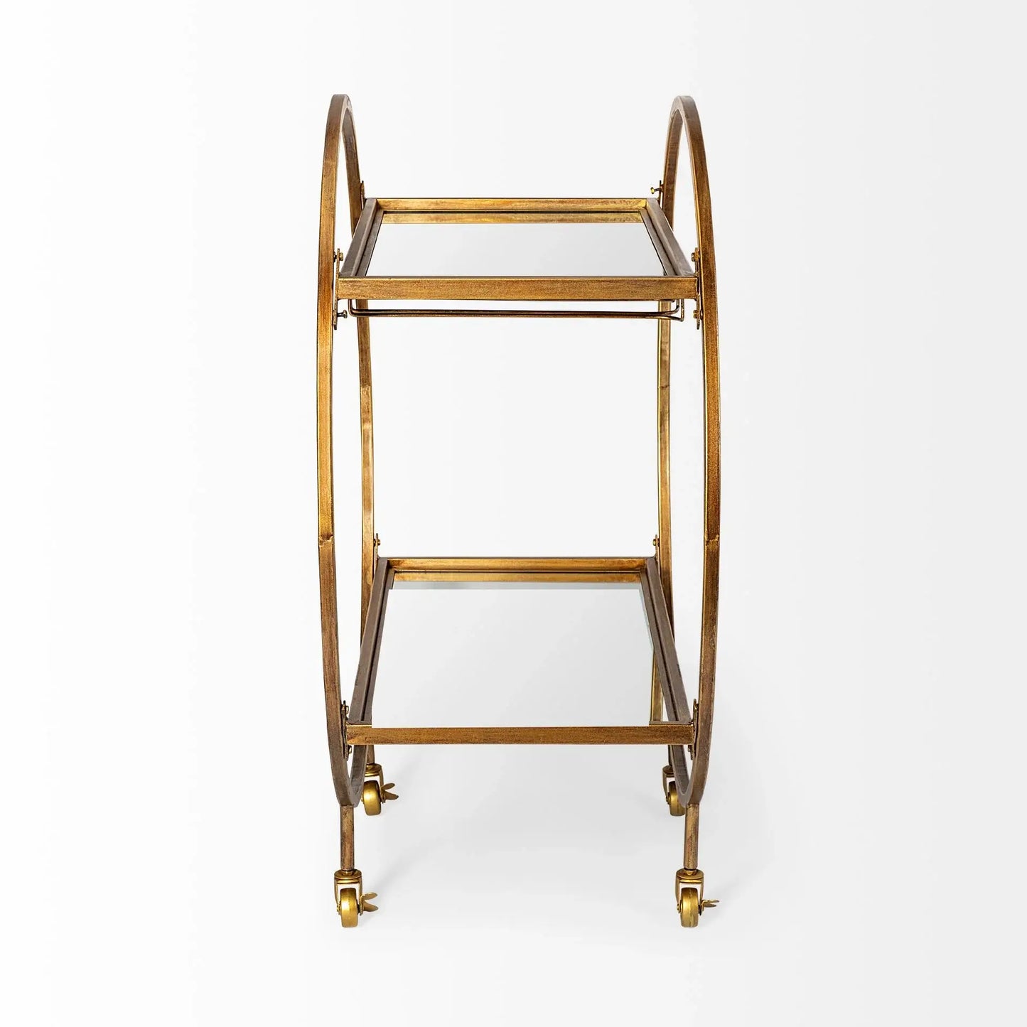 Showstopper Circular Rolling Gold Bar Cart - Homeroots - Flyclothing LLC