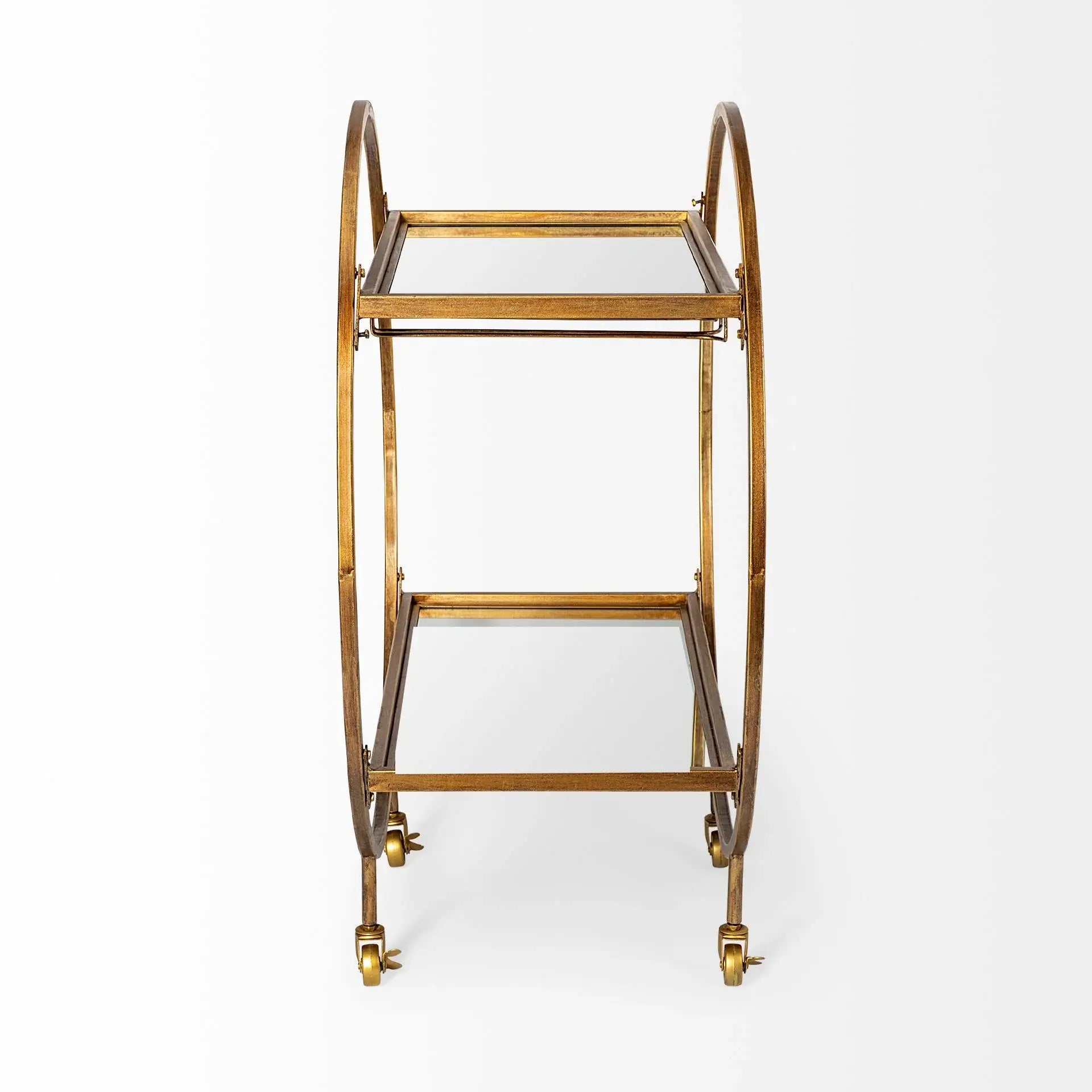 Showstopper Circular Rolling Gold Bar Cart - Homeroots - Flyclothing LLC