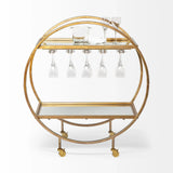 Showstopper Circular Rolling Gold Bar Cart - Homeroots - Flyclothing LLC