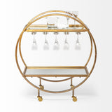 Showstopper Circular Rolling Gold Bar Cart - Homeroots