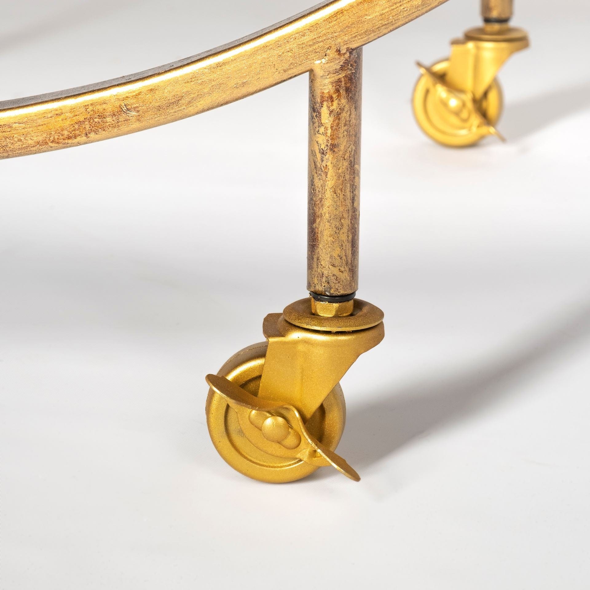 Showstopper Circular Rolling Gold Bar Cart - Homeroots