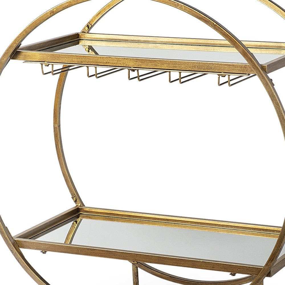 Showstopper Circular Rolling Gold Bar Cart - Homeroots - Flyclothing LLC