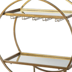 Showstopper Circular Rolling Gold Bar Cart - Homeroots