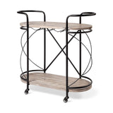 Cyclider Black Metal With Two Wooden Shelves Bar Cart - Homeroots