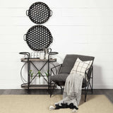 Cyclider Black Metal With Two Wooden Shelves Bar Cart - Homeroots - Flyclothing LLC