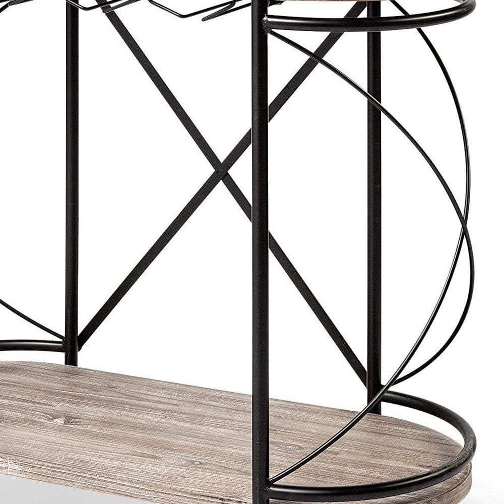 Cyclider Black Metal With Two Wooden Shelves Bar Cart - Homeroots - Flyclothing LLC
