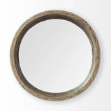 20" Light Brown Round Wood Indoor Outdoor Serving Tray With Handles - Homeroots - Flyclothing LLC