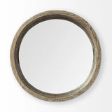 20" Light Brown Round Wood Indoor Outdoor Serving Tray With Handles - Homeroots