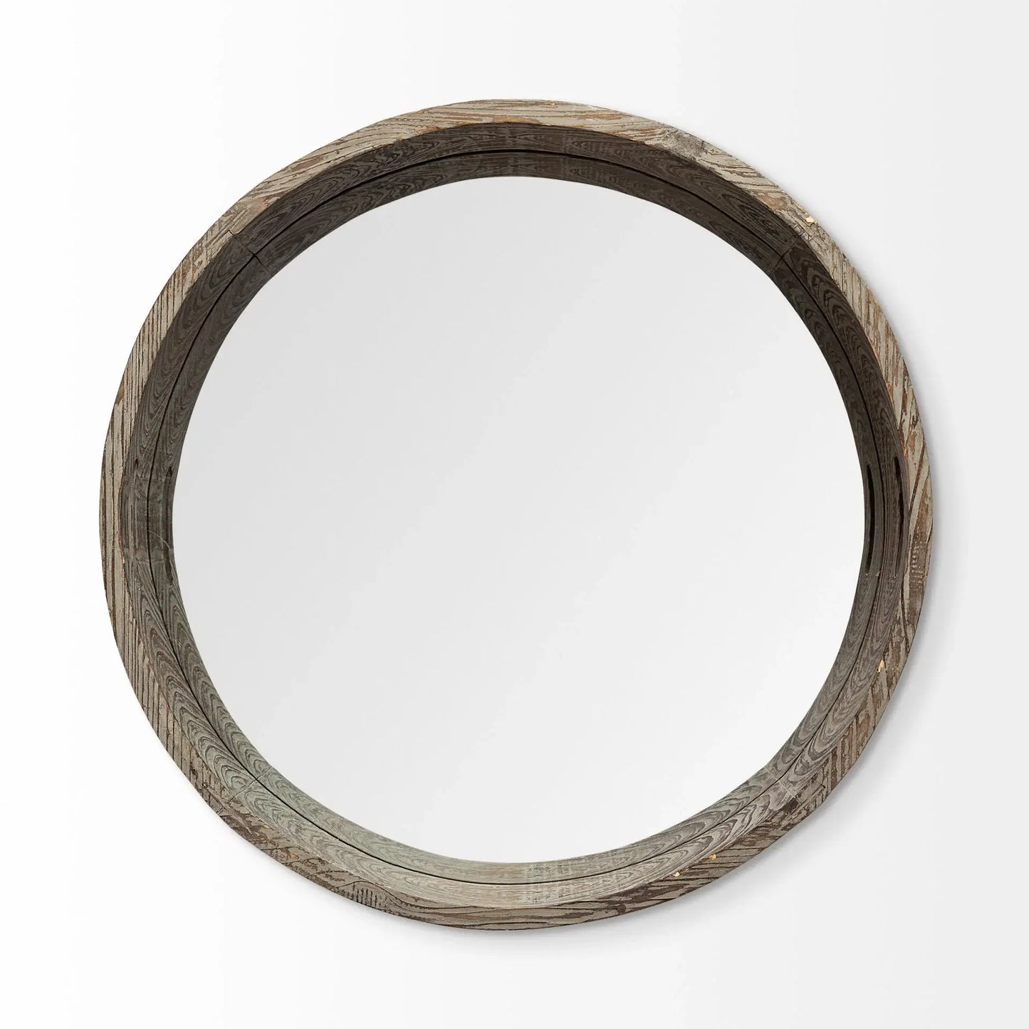 28" Natural and Brown Round Wood Indoor Outdoor Tray With Handles - Homeroots - Flyclothing LLC