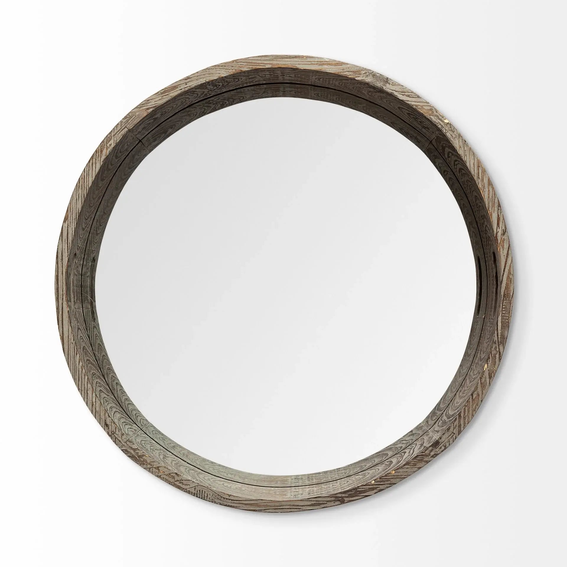28" Natural and Brown Round Wood Indoor Outdoor Tray With Handles - Homeroots - Flyclothing LLC
