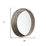 28" Natural and Brown Round Wood Indoor Outdoor Tray With Handles - Homeroots - Flyclothing LLC