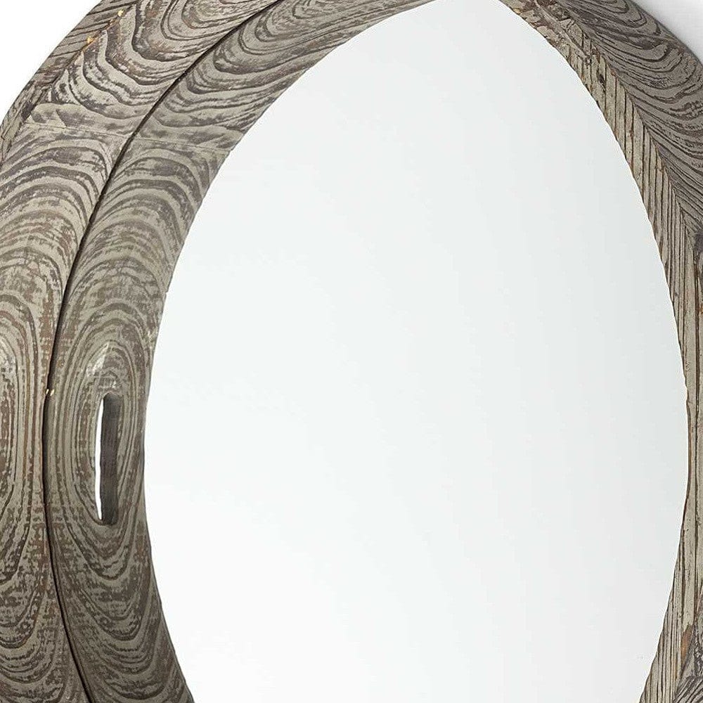 28" Natural and Brown Round Wood Indoor Outdoor Tray With Handles - Homeroots - Flyclothing LLC