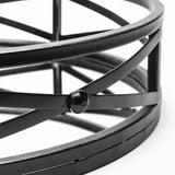 Set of Two Black Round Metal Indoor Outdoor Tray With Handles - Homeroots - Flyclothing LLC
