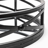 Set of Two Black Round Metal Indoor Outdoor Tray With Handles - Homeroots - Flyclothing LLC