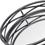 Set of Two Black Round Metal Indoor Outdoor Tray With Handles - Homeroots - Flyclothing LLC