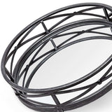 Set of Two Black Round Metal Indoor Outdoor Tray With Handles - Homeroots - Flyclothing LLC