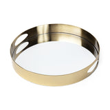 15" Gold Round Metal Indoor Outdoor Tray With Handles - Homeroots