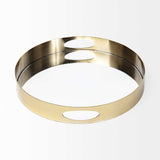 15" Gold Round Metal Indoor Outdoor Tray With Handles - Homeroots