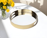15" Gold Round Metal Indoor Outdoor Tray With Handles - Homeroots
