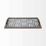 32" Gray Metal Indoor Outdoor Tray With Handles - Homeroots - Flyclothing LLC