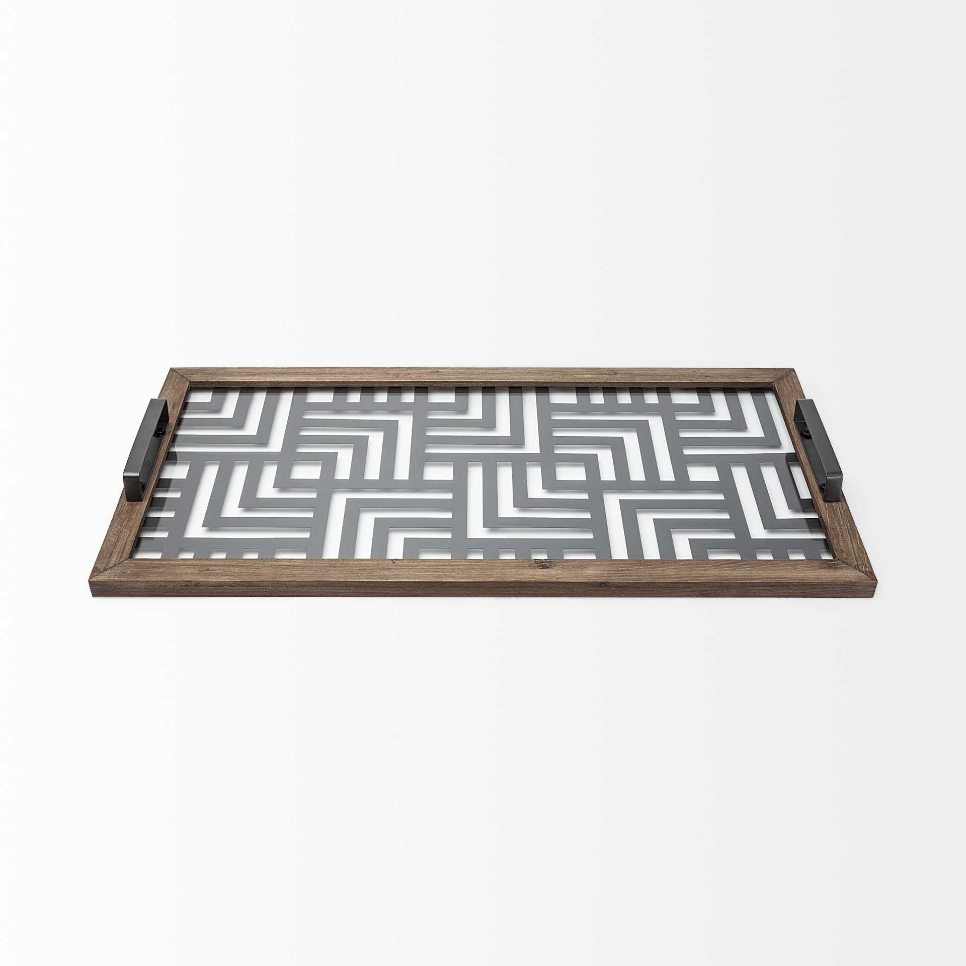 32" Gray Metal Indoor Outdoor Tray With Handles - Homeroots - Flyclothing LLC