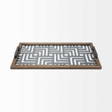 32" Gray Metal Indoor Outdoor Tray With Handles - Homeroots