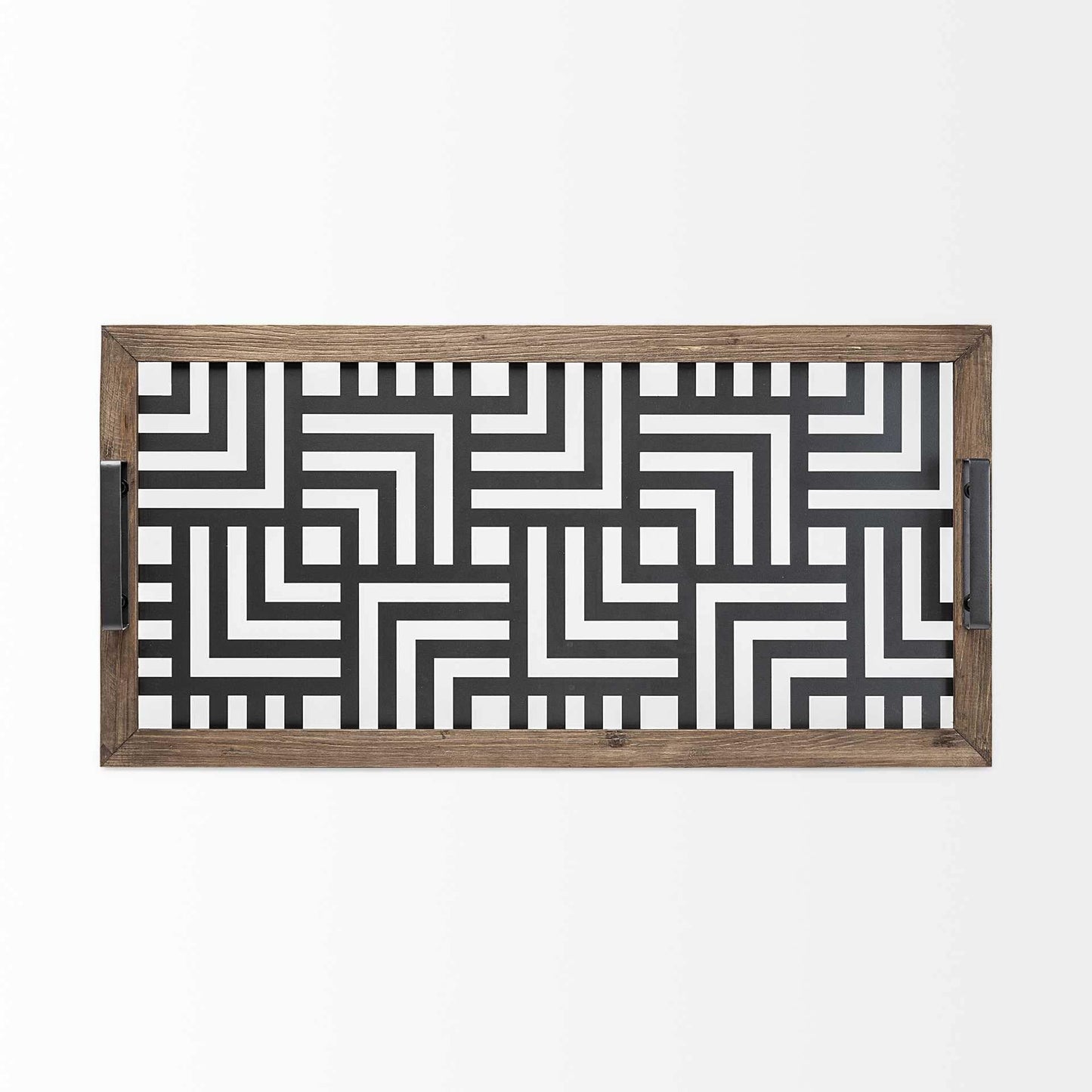 32" Gray Metal Indoor Outdoor Tray With Handles - Homeroots - Flyclothing LLC
