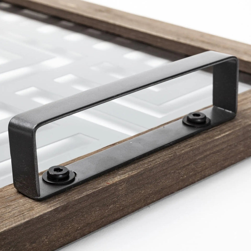 32" Gray Metal Indoor Outdoor Tray With Handles - Homeroots - Flyclothing LLC