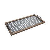 32" Gray Metal Indoor Outdoor Tray With Handles - Homeroots - Flyclothing LLC