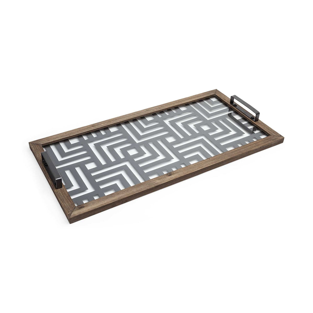 32" Gray Metal Indoor Outdoor Tray With Handles - Homeroots - Flyclothing LLC