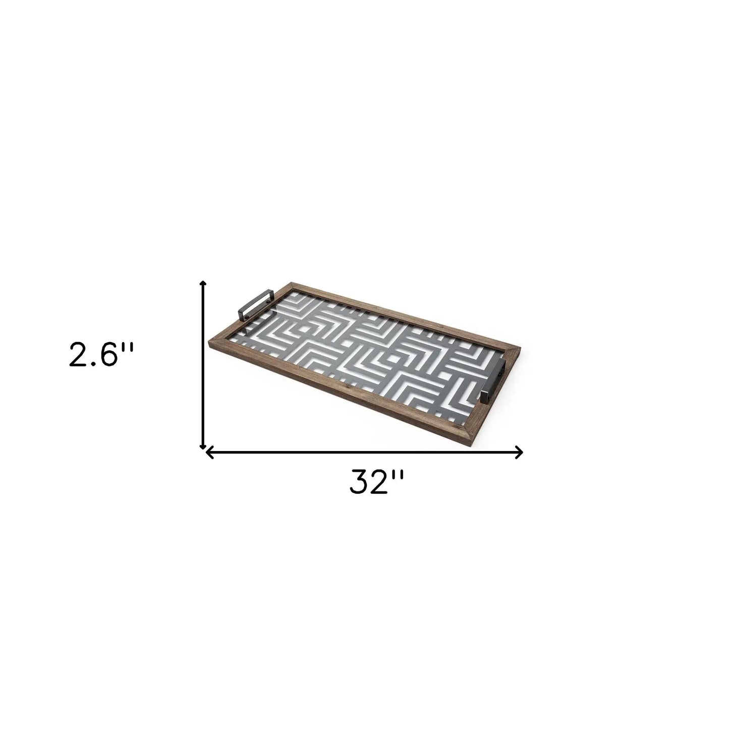 32" Gray Metal Indoor Outdoor Tray With Handles - Homeroots - Flyclothing LLC