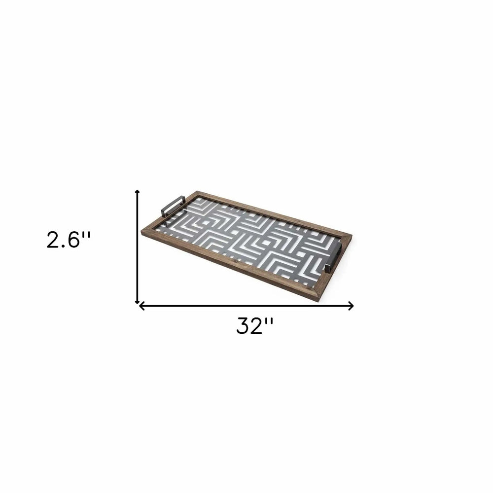 32" Gray Metal Indoor Outdoor Tray With Handles - Homeroots - Flyclothing LLC