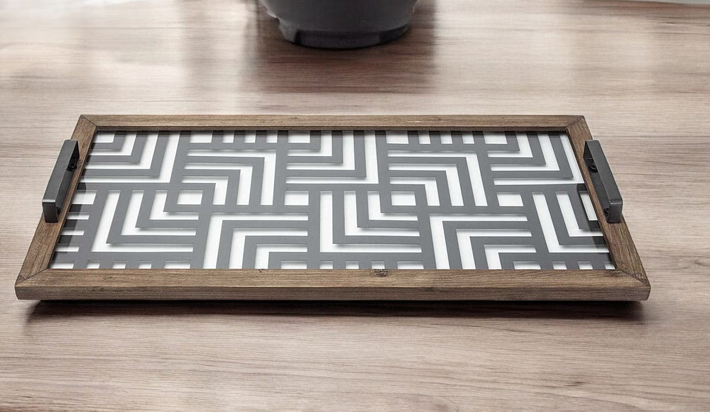 32" Gray Metal Indoor Outdoor Tray With Handles - Homeroots - Flyclothing LLC