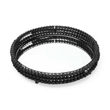 21" Matte Black Wood With Bead Mirrored Glass Bottom Round Tray - Homeroots