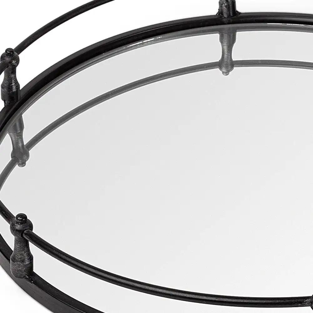 24" Silver Round Metal Indoor Outdoor Tray With Handles - Homeroots - Flyclothing LLC