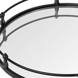 24" Silver Round Metal Indoor Outdoor Tray With Handles - Homeroots - Flyclothing LLC