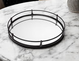 24" Silver Round Metal Indoor Outdoor Tray With Handles - Homeroots