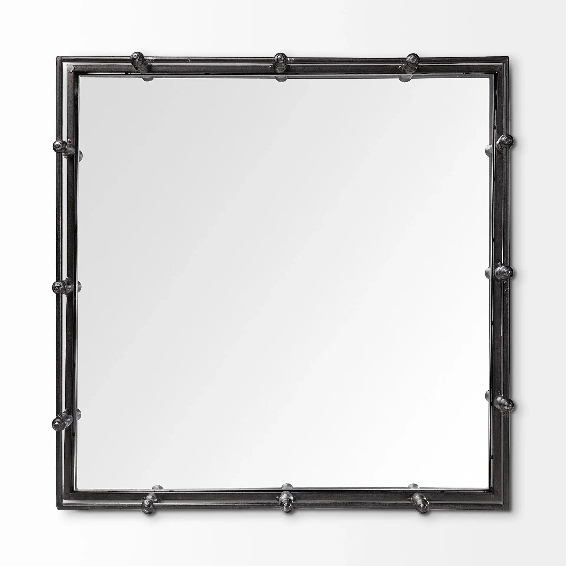 Natural Finish Metal With Mirrored Glass Bottom And Railing Handle Tray - Homeroots - Flyclothing LLC