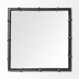 Natural Finish Metal With Mirrored Glass Bottom And Railing Handle Tray - Homeroots