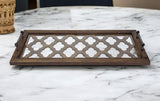 35" Silver Wood Indoor Outdoor Tray With Handles - Homeroots