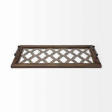 35" Silver Wood Indoor Outdoor Tray With Handles - Homeroots