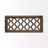 35" Silver Wood Indoor Outdoor Tray With Handles - Homeroots