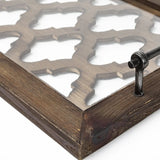 35" Silver Wood Indoor Outdoor Tray With Handles - Homeroots - Flyclothing LLC