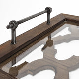 35" Silver Wood Indoor Outdoor Tray With Handles - Homeroots - Flyclothing LLC