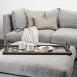 35" Silver Wood Indoor Outdoor Tray With Handles - Homeroots - Flyclothing LLC