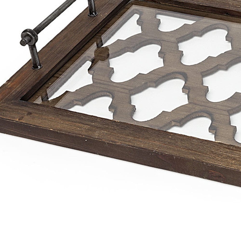 35" Silver Wood Indoor Outdoor Tray With Handles - Homeroots - Flyclothing LLC
