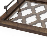 35" Silver Wood Indoor Outdoor Tray With Handles - Homeroots - Flyclothing LLC