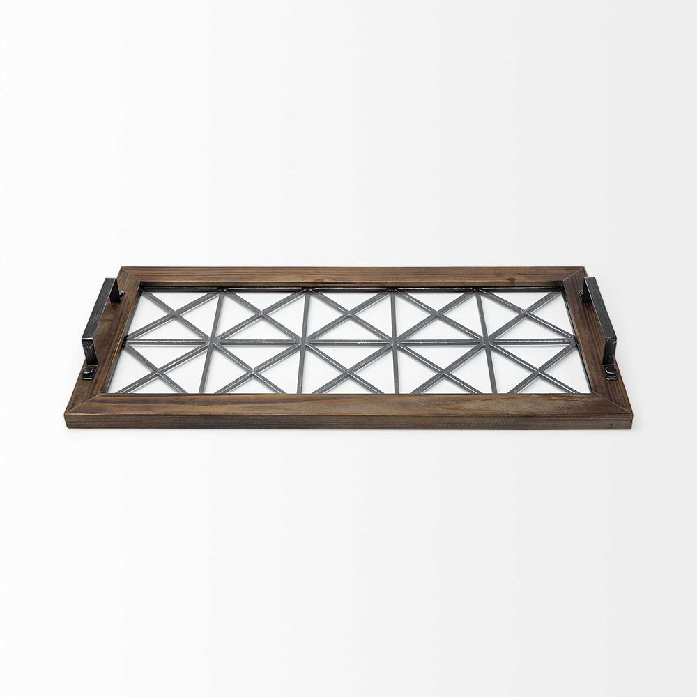 28" Brown Wood Indoor Outdoor Tray With Handles - Homeroots - Flyclothing LLC