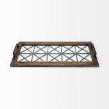 28" Brown Wood Indoor Outdoor Tray With Handles - Homeroots