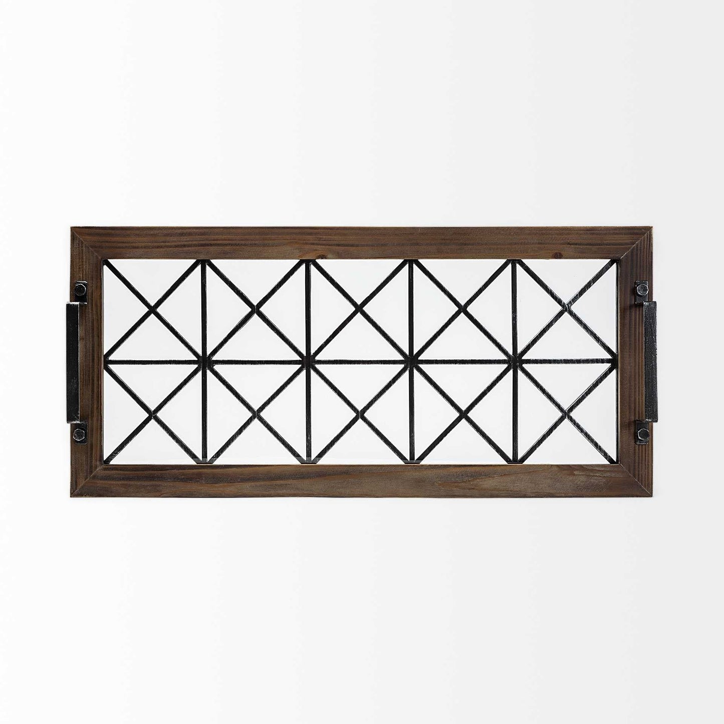 28" Brown Wood Indoor Outdoor Tray With Handles - Homeroots - Flyclothing LLC
